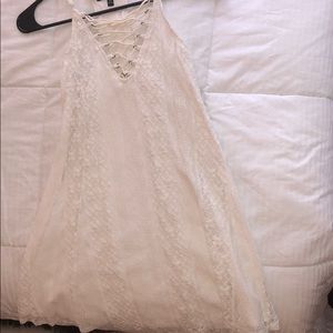 off white dress with lace up neckline!
